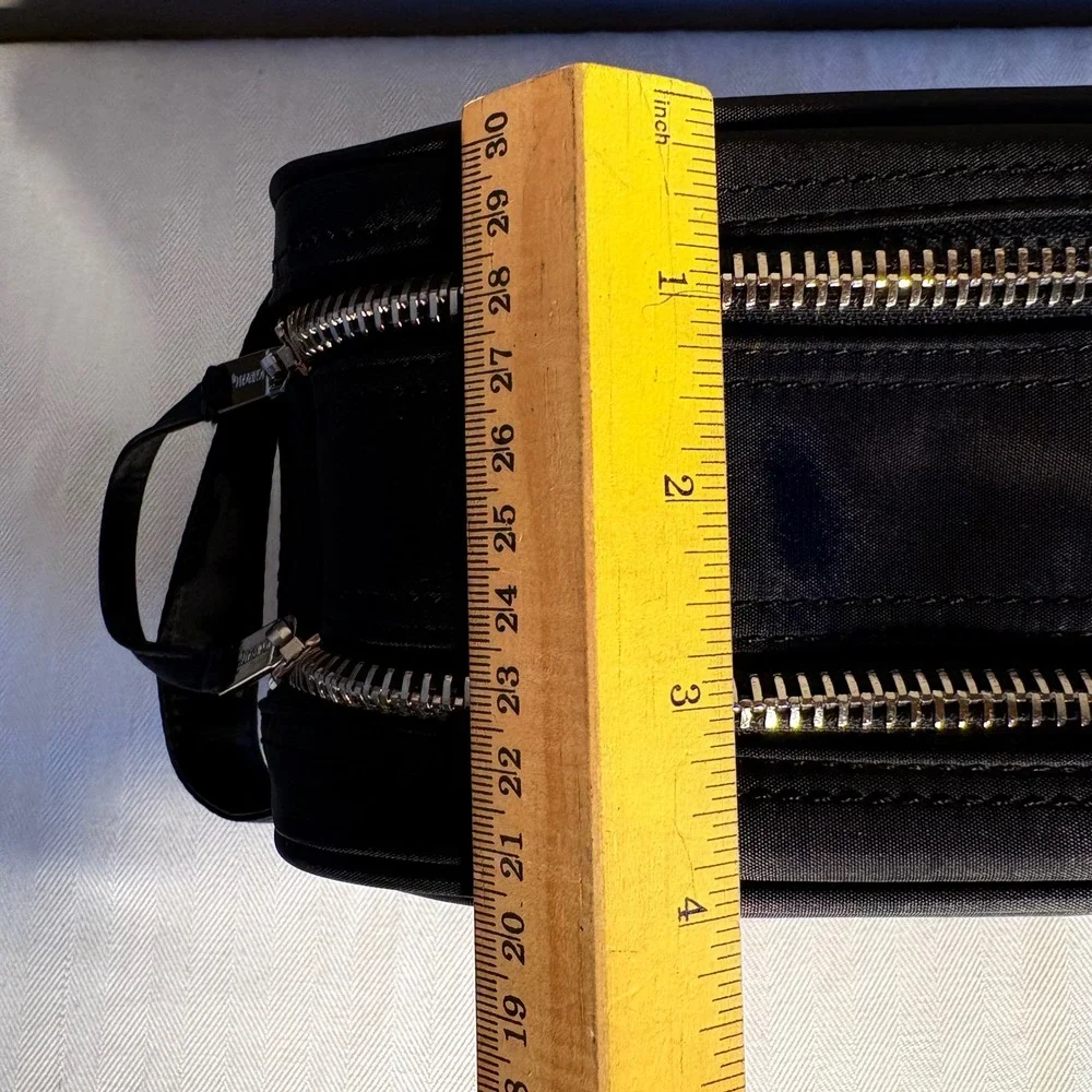 TONI&GUY Black Double Zip Hair Cady Toiletry Bag Cosmetic Travel Pouch Organizer